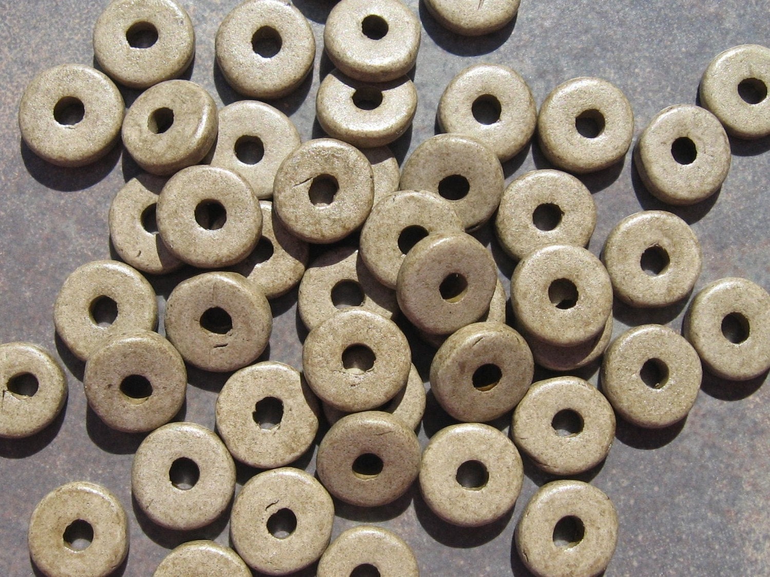 25 Khaki Tan Greek Ceramic 8mm Washer Beads