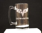 The new corvette emblem on a beer mug