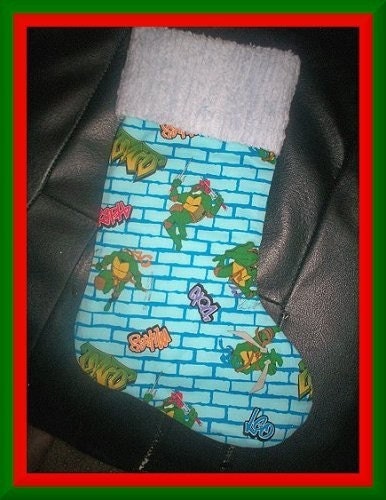 Teenaged Mutant Ninja Turtles and Chenille Handmade Christmas Stocking with FREE US and Canada SHIPPING