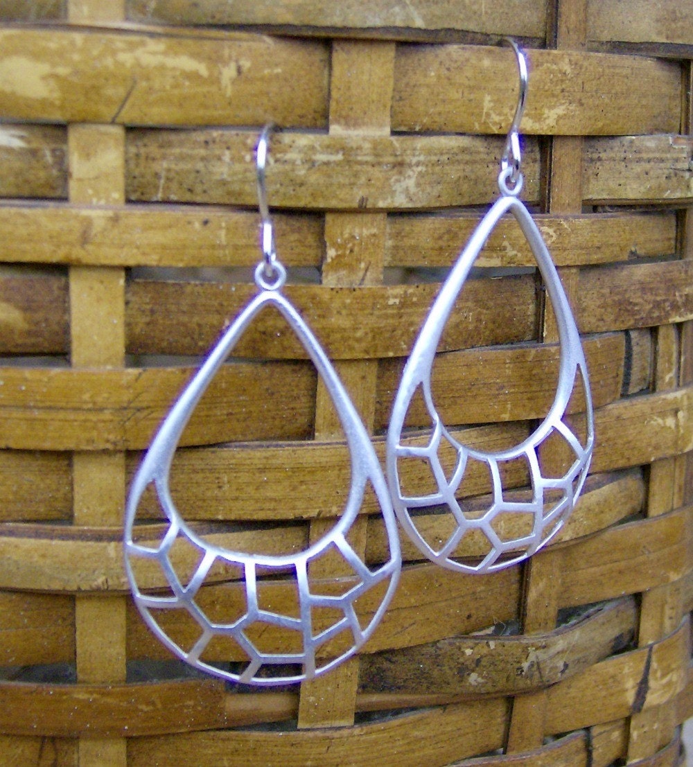Silver Open Tear Drop Earrings