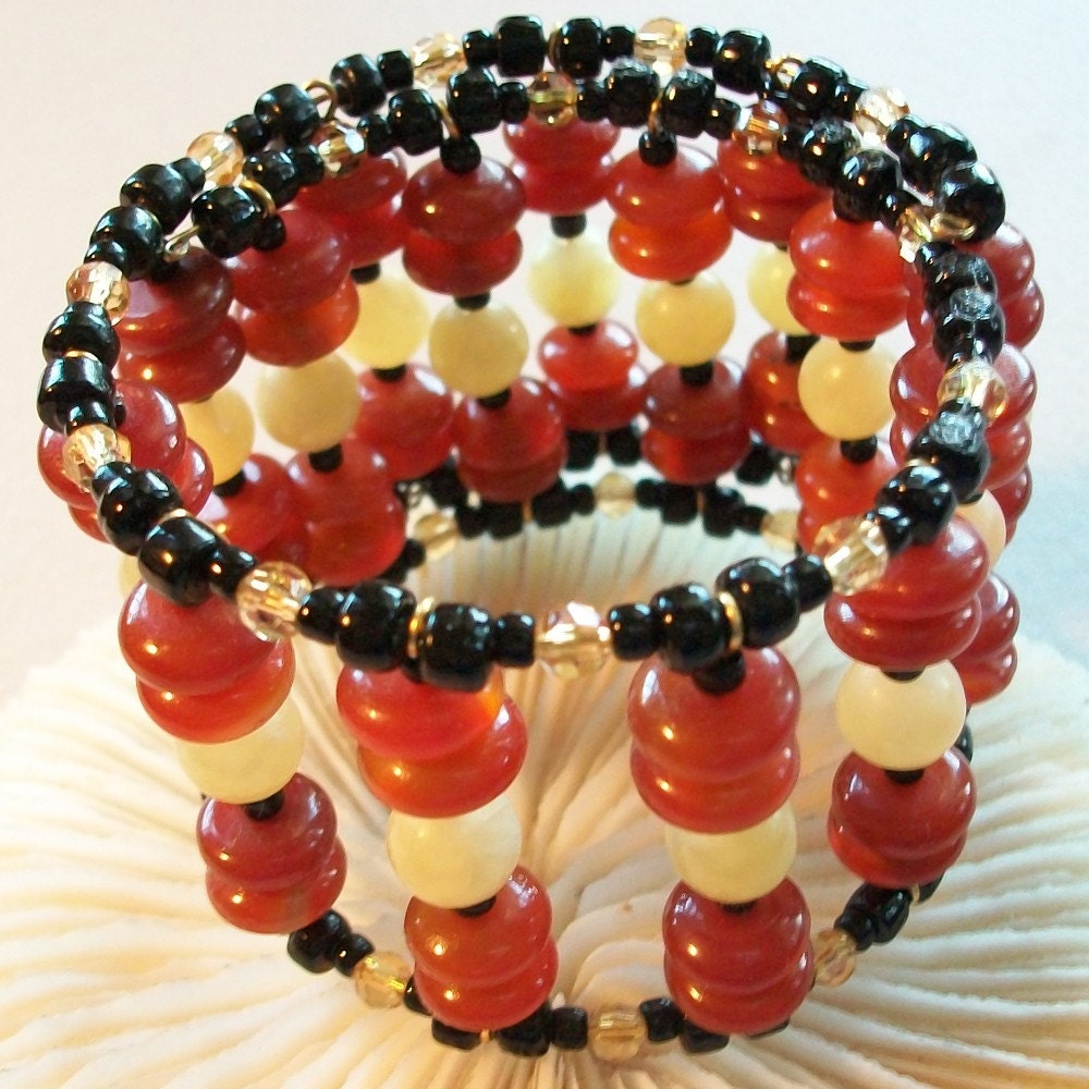 Cuff Bracelet Rust and Yellow fashion jewelry plus size