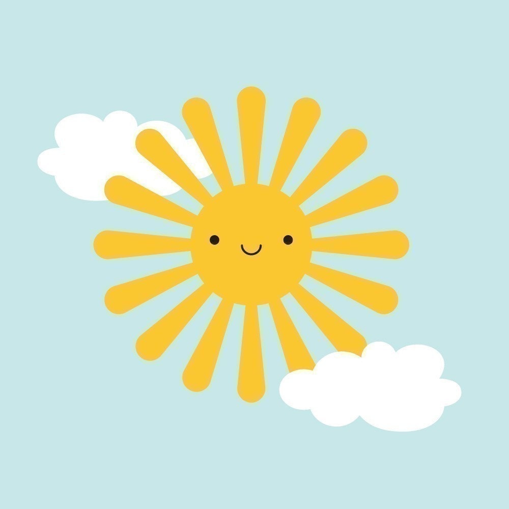 Happy Sun Wall Decal Sticker for Children Baby Nursery