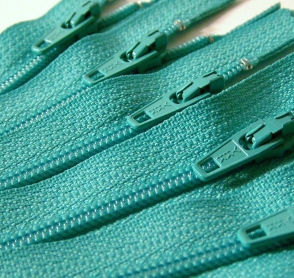 Ten Aquamarine 8 Inch Zippers YKK Color 049