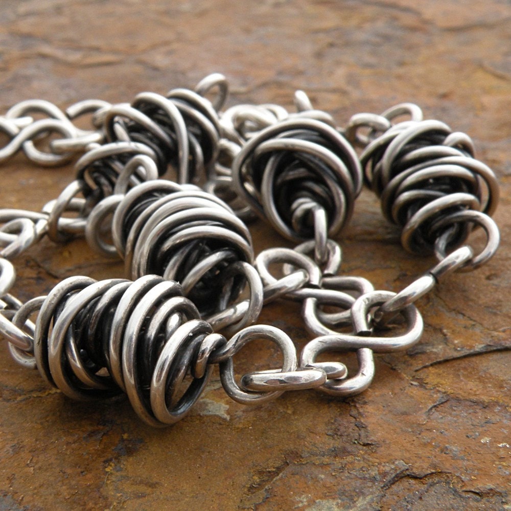 Sterling Silver Necklace - Wire, Thick Twistie Beads