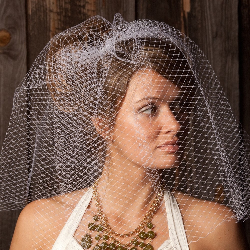 long double layer birdcage veil