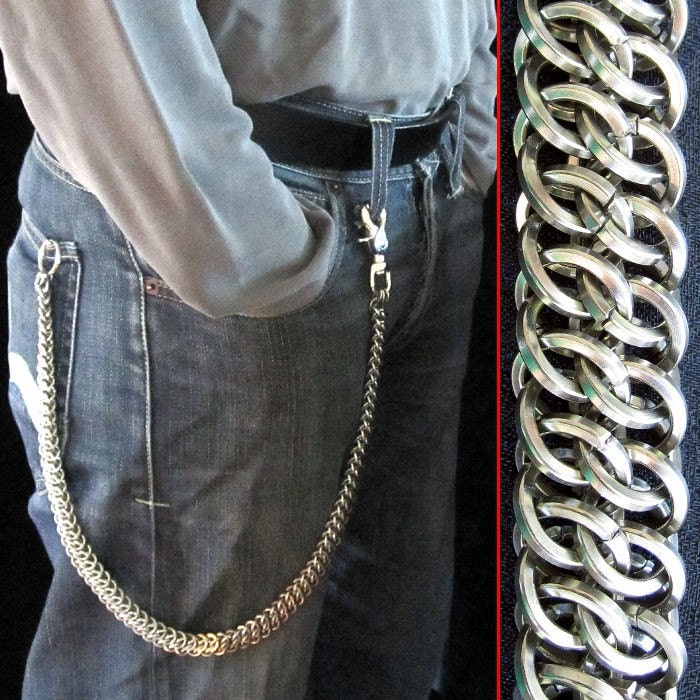 FLAT Wallet Chain - GSG w SQUARE RINGS - Stainless Steel