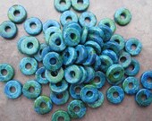 25 Mykonos Greek Ceramic Beads AEGEAN Large Holed Beads 8mm Round Washers
