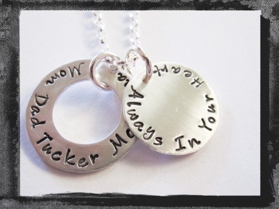 Always In Your HEART....Remembrance Necklace Disc and Washer
