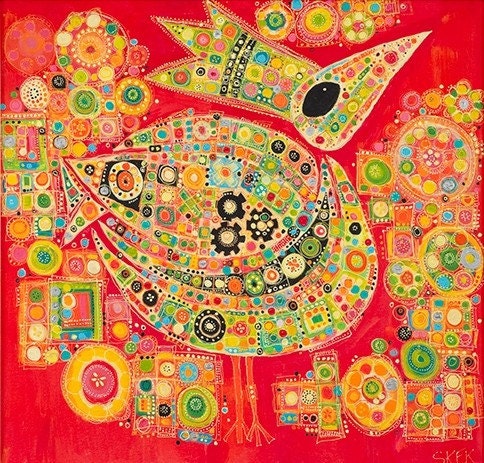 Red Gear Chicken -- Print on Paper