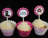 Pink Cowgirl Cupcake Toppers for a Cowgirl Birthday Party