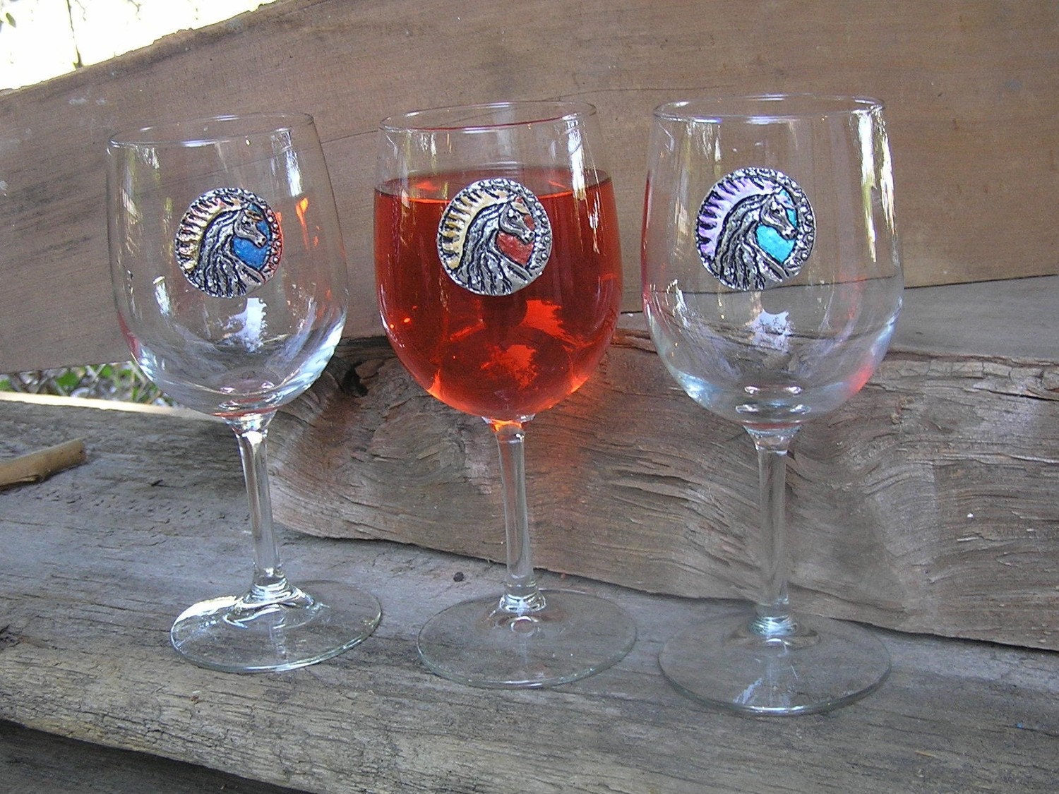 Fiesta Horse Wine Glass, Hand Painted Pewter