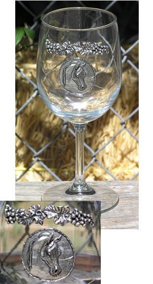 Arabian Horse Pewter Decorated Wine Glass