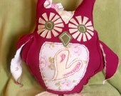 Henrietta The Owl. Hootie Plush Toy / Pillow. Eco Friendly. Custom Colours Available.