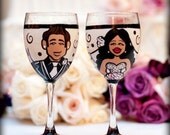 Bride and Groom (2 glasses) Custom HandPainted Wedding Glassware