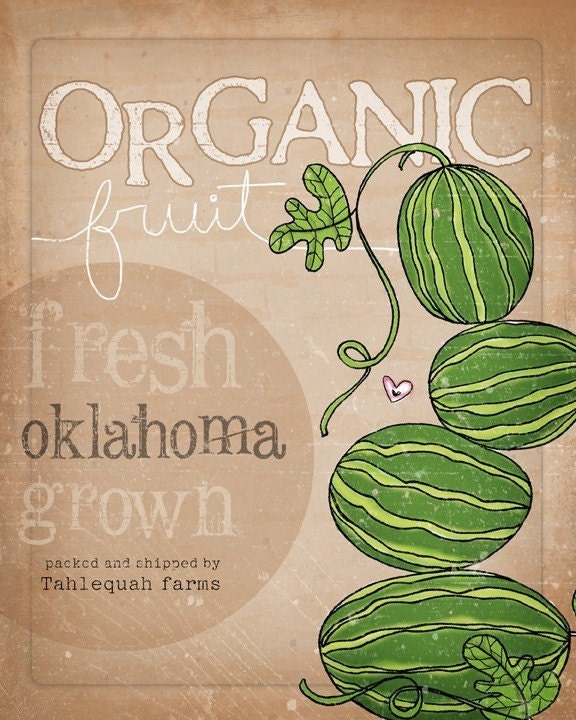 Vintage inspired Crate label print- organic fruit