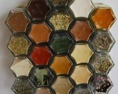 Glass Spice Jars. Customize this Magnetic Spice Rack (set of 24 empty EMBOSSED jars with your choice of spice names)