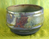 Hand Made Raku Bowl In Copper Green and Brown