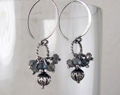 Labradorite and Silver Flower Bud Earrings