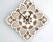 white square doily clock