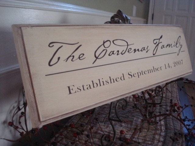 CUSTOM family name sign wedding gift home decor 8x24