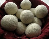 Large Wool Dryer Balls--Set of 12--Natural Undyed White--Wool Core
