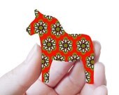 Dala Horse Brooch