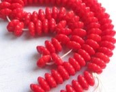Vintage Red West German Glass Flower Rondell Beads (apx:100) (B640)