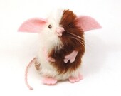 Gizmo Mogwai Mouse ornament brown white pink fake fur hamster rat mice cute gift for animal lover or collector - READY TO SHIP