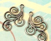 Brass Swirl Angel Wings, Antiqued Silver 1 Pair AS195