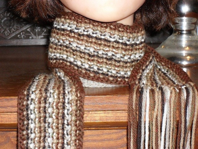 Hand Knit Fringed Scarf - Free Shipping