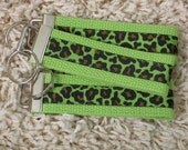 CLEARANCE SALE Lime Green Leopard Print Keychain Key Fob - SugarKitty