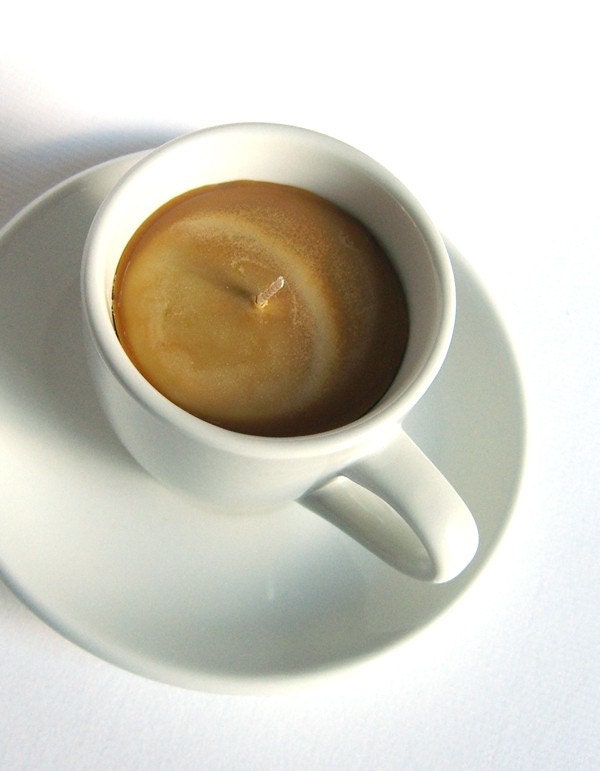 SOY CANDLE - Espresso Shot Coffee Cup with Saucer - Hazelnut Latte Scented