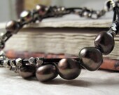 Intertwined Bracelet with Silver and Taupe Pearls