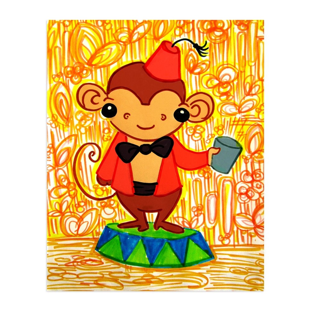 Little Fez Monkey - 8x10 Print
