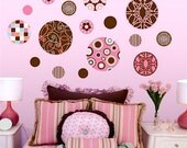 Delightful Dots Pink Brown Wall Decals (Repositionable)