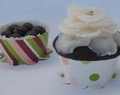 Red Pink Green Polka Dot & Stripe Cupcake Wrappers, Bridal Showers, Baby Showers, Birthday Parties and Weddings- Set of 24 cupcake wraps