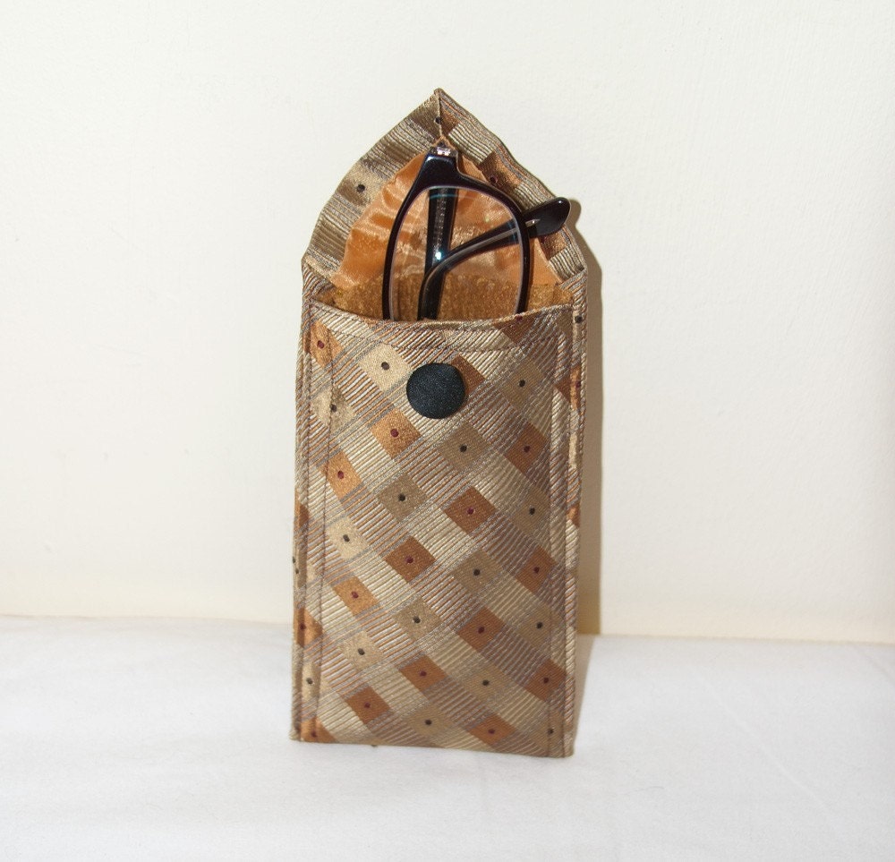 No. 378 - Necktie Glasses Pouch in Gold, Copper and Brown