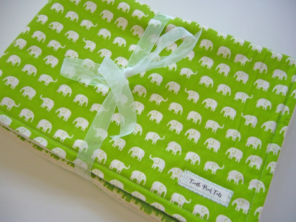 Eco Collection Baby Blanket - Lime Elephants