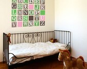 Alphabet Blocks Pink Green Wall Decals (Repositionable)