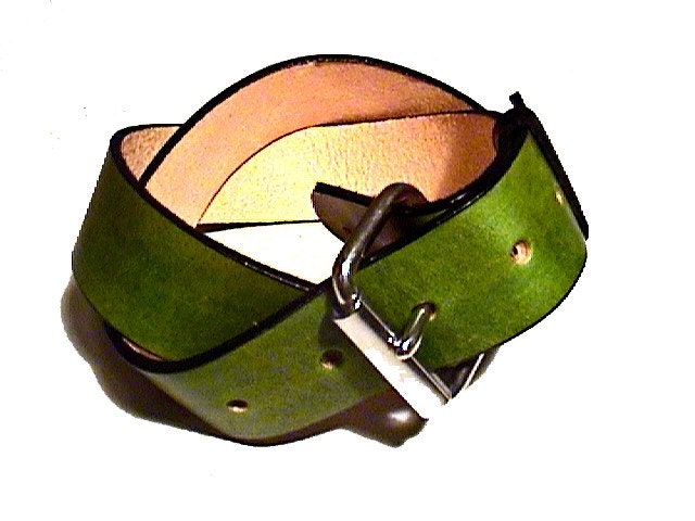 Handmade Leather Belt Lime Green