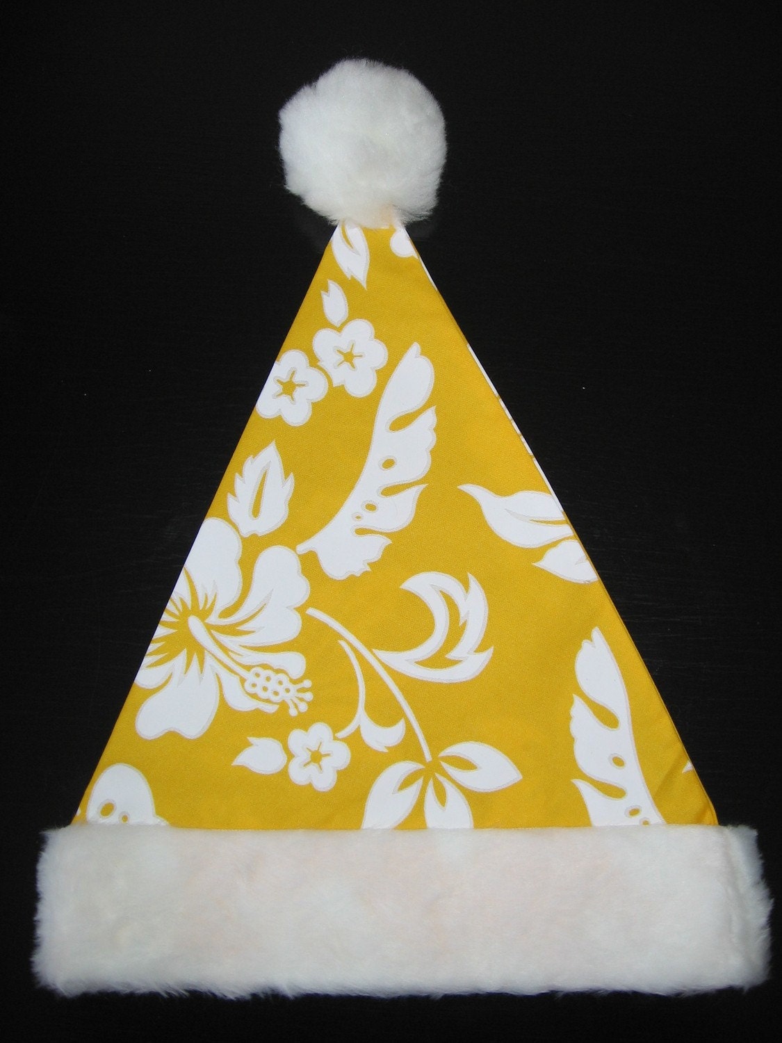 Goldenrod Hibiscus Hawaiian Santa Hat
