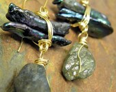 Chrysalis Treasure, Pearls, Kyanite, and Gold Filled earrings, ThePurpleLilyDesigns