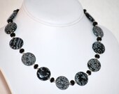 Snowflake Obsidian and Onyx Necklace with Sterling Silver Accents by MixedMediaDesigns1