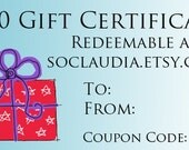 So Claudia Gift Certificate Fifty Dollars