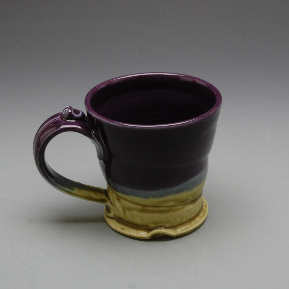 Wide Flared Mug - Eggplant Purple and Fern Green