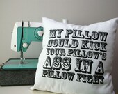My Pillow Could Kick Your Pillows - white with purple plaid