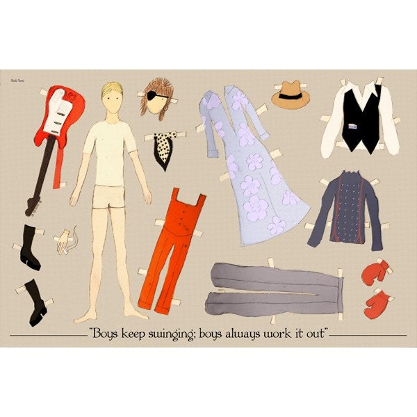 The David Bowie paper doll 18x12 inches print
