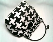 Framed Pouch in Black and White with Vintage Button