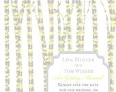 Wedding Invitation Damask Birch Trees