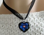 Cobalt Blue Murano Glass Heart Necklace